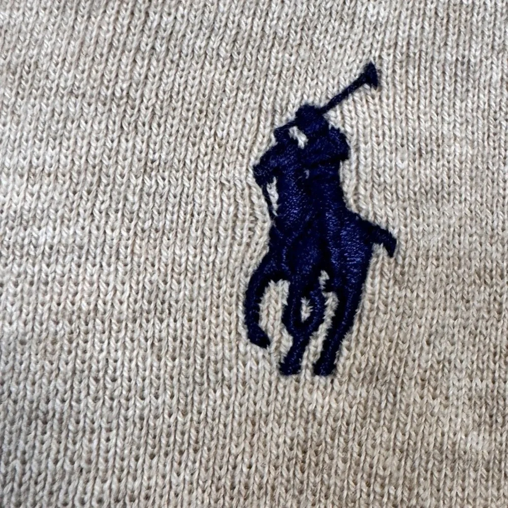 Polo Ralph Lauren Men V Neck Sweater 3XB Big Tall Beige Pima Cotton‎ Long Sleeve